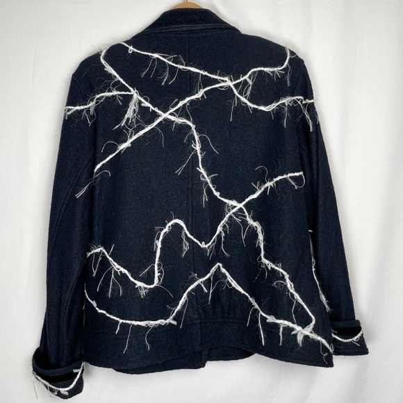 VTG Funky Wool Gap peacoat with metallic threading and embroidery patchwork Sz.L - Picture 3 of 9